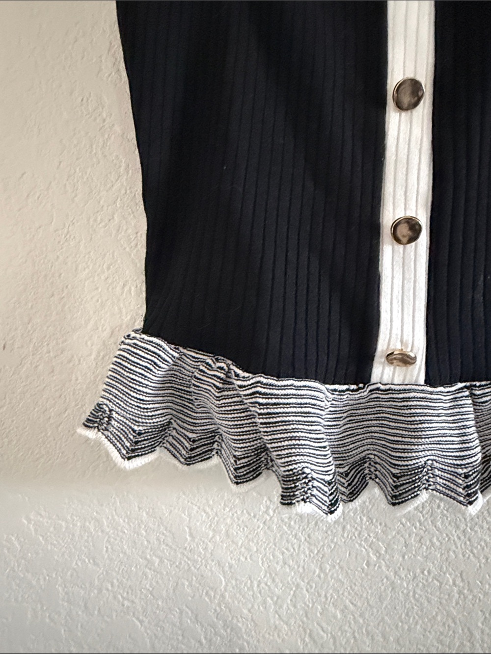 ZARA Black Ruffle-Trim Ribbed Top - Picture 4 of 10
